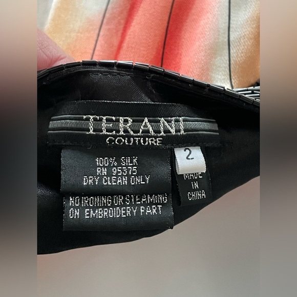 TERANI COUTURE Halter 100% Silk Dress Maxi Boho Sash Crisscross Back Size 2 - Picture 7 of 12
